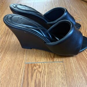JustFab Black Wedge Mules